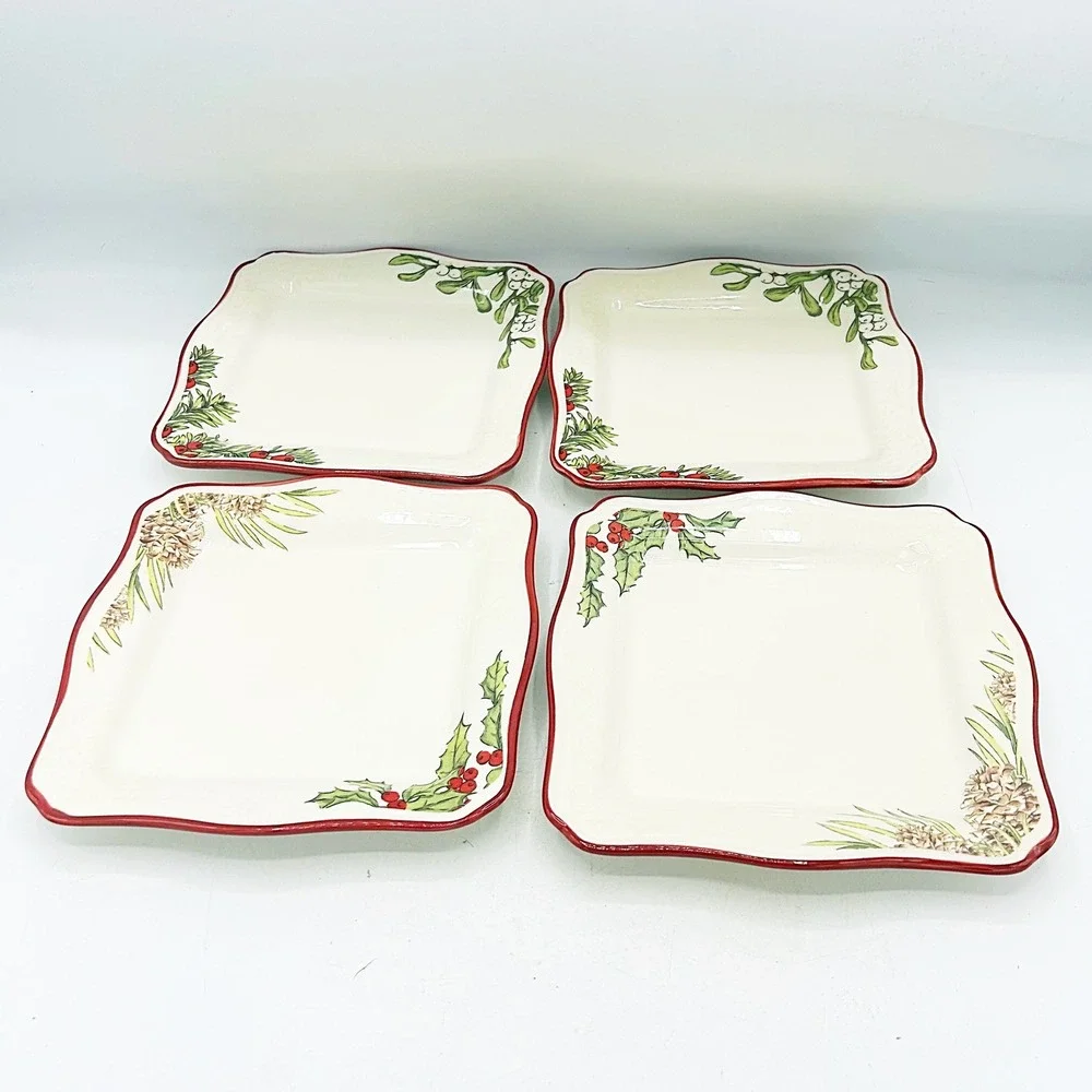 Better Homes & Gardens Square Appetizer Plates Set of 4 Heritage‎ Collection
